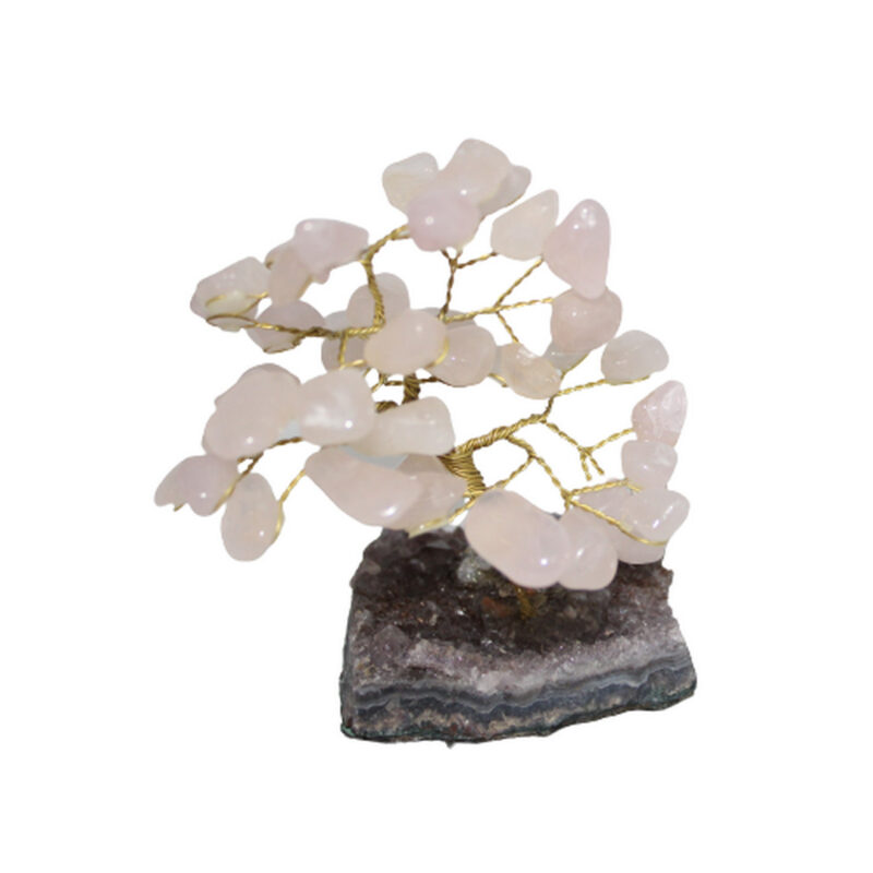 Arvore de Quartzo Rosa com base de Ametista