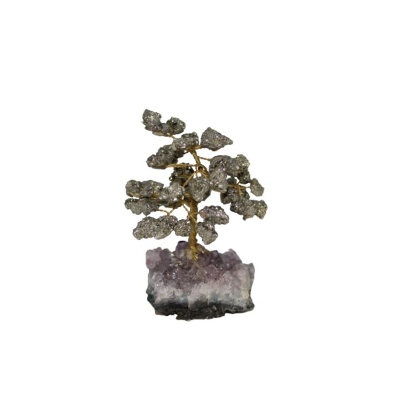 Arvore de Pirita com base de Ametista 12 cm
