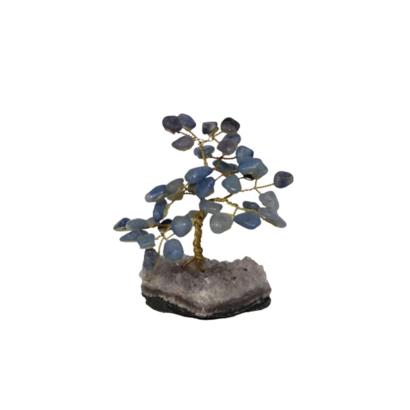 Arvore de Quarzo Azul com base de Ametista 12 cm