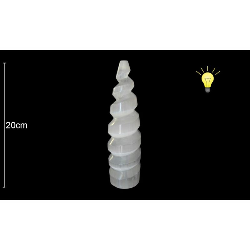 Candeeiro Selenite Espiral 20cm