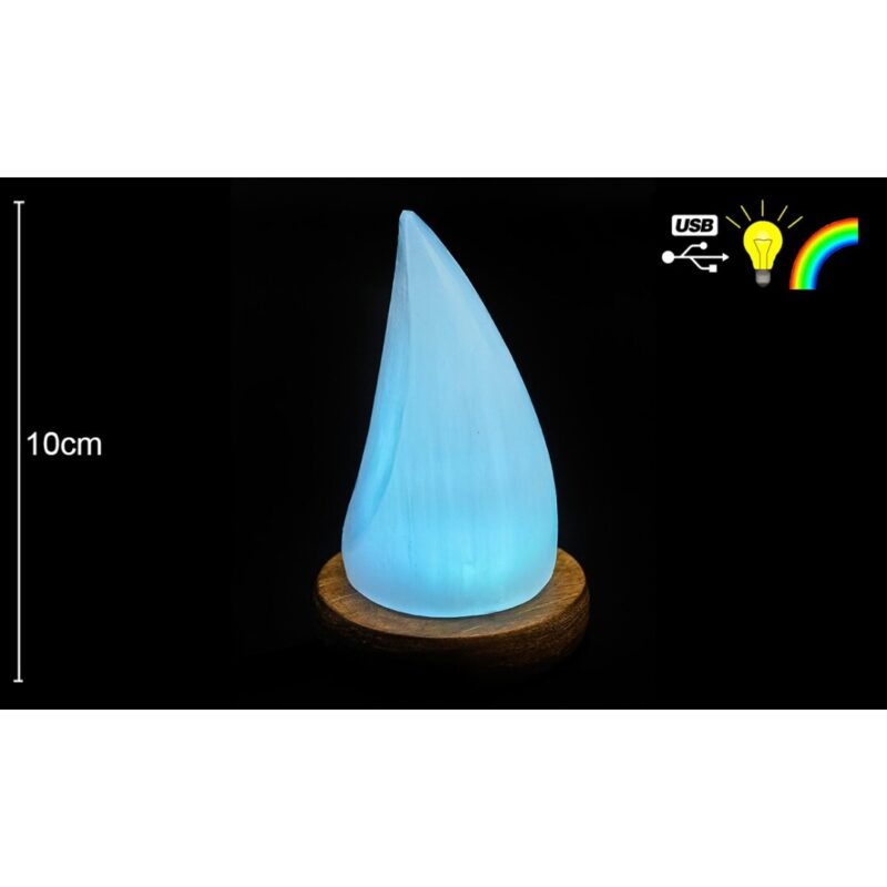 Candeeiro Selenite Gota USB com Base 10cm