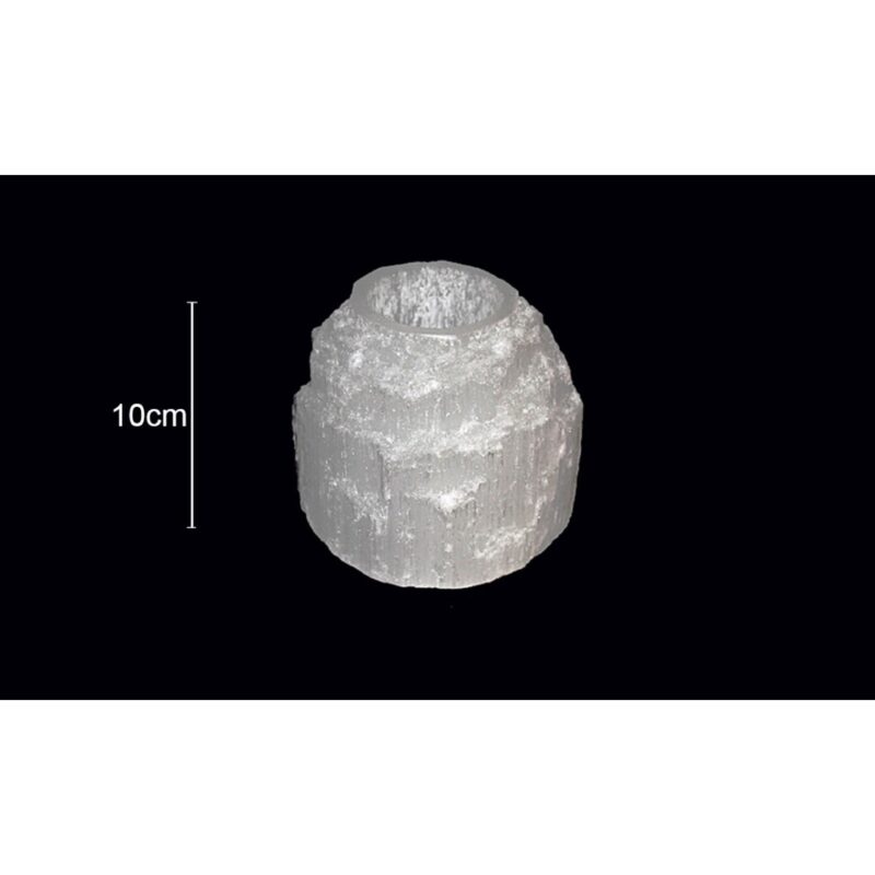 Porta Vela Selenite Montanha Branco 10cm