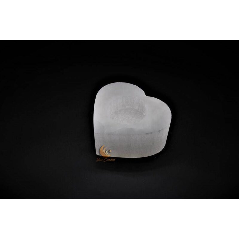 Porta Vela Selenite Coracao Branco 8cm