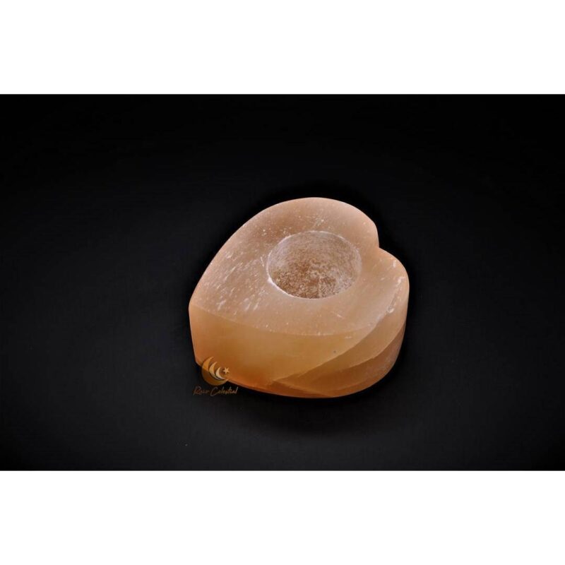 Porta Vela Selenite Coracao Laranja 8cm