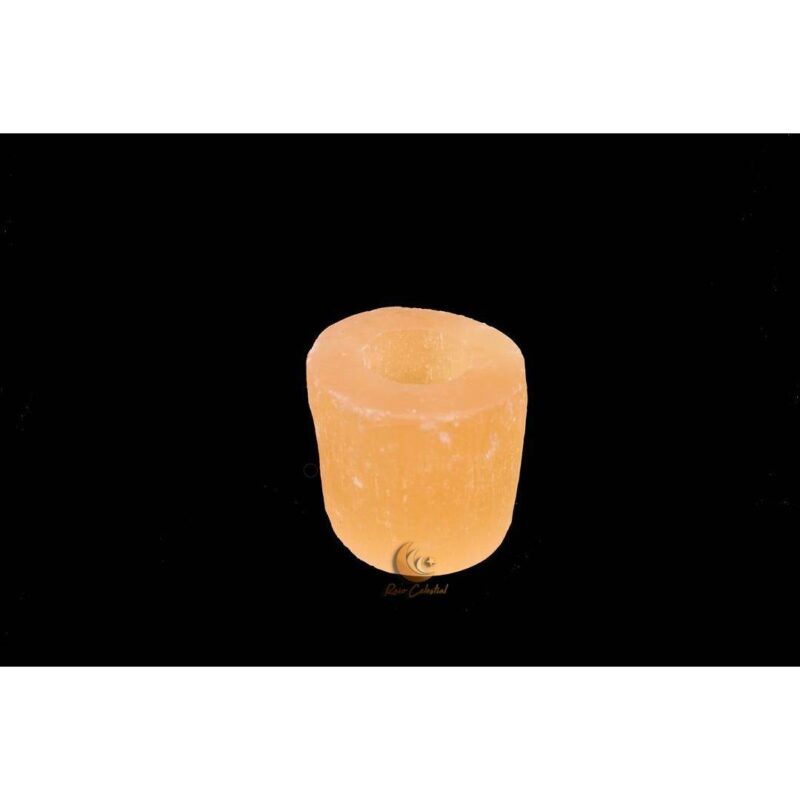Porta Vela Selenite Redondo Laranja 8cm